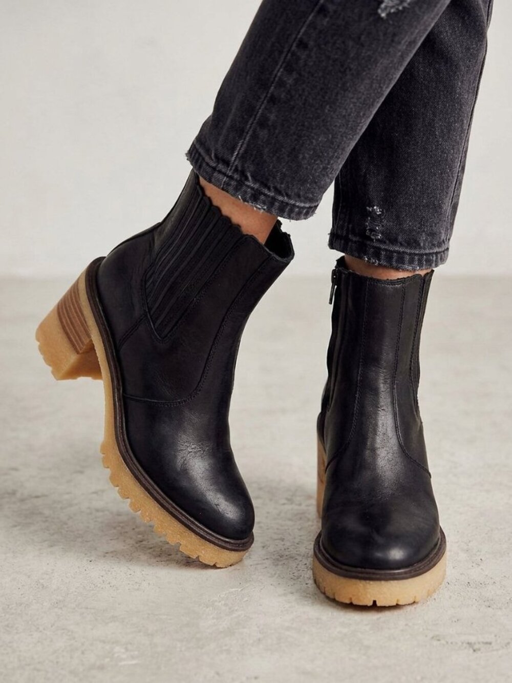 Free People FP Collection James Chelsea Platform Boot Black Leather | EU 37.5